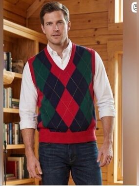 Vintage Pine Lakes "The Granddaddy" 1927 Argyle Vest Size Medium Golf History